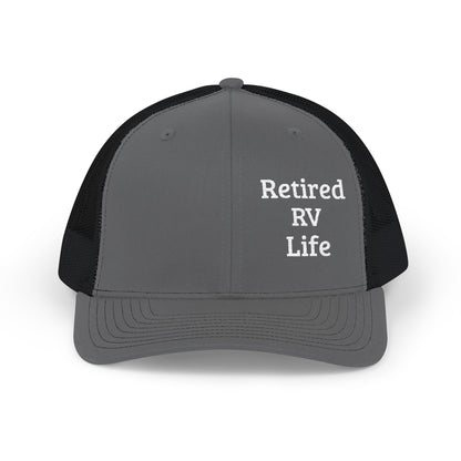 Retired RV Life Embroidered Trucker Cap Snapback Mesh Hat for RVers & Travel Lovers