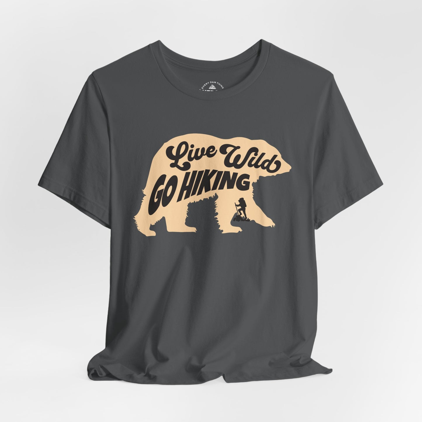 Live Wild Go Hiking Bear Graphic T-Shirt