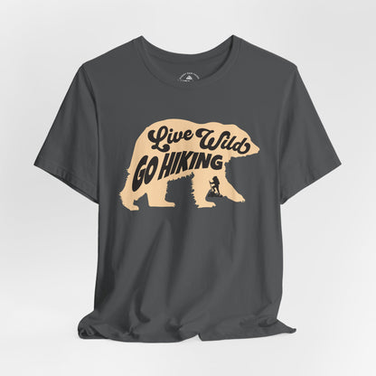 Live Wild Go Hiking Bear Graphic T-Shirt