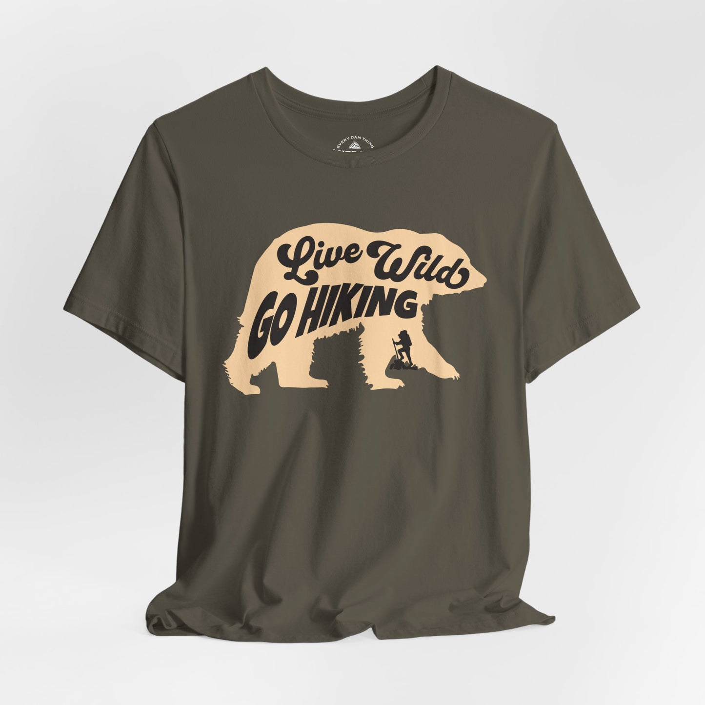 Live Wild Go Hiking Bear Graphic T-Shirt