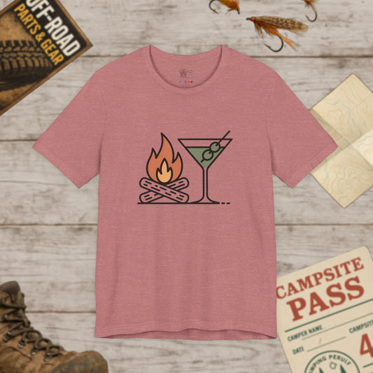 Campfire & Martini T-Shirt Camping Cocktail Graphic Tee