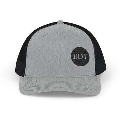 Embroidered Stylish EDT Snapback Trucker Cap Black & White Hat