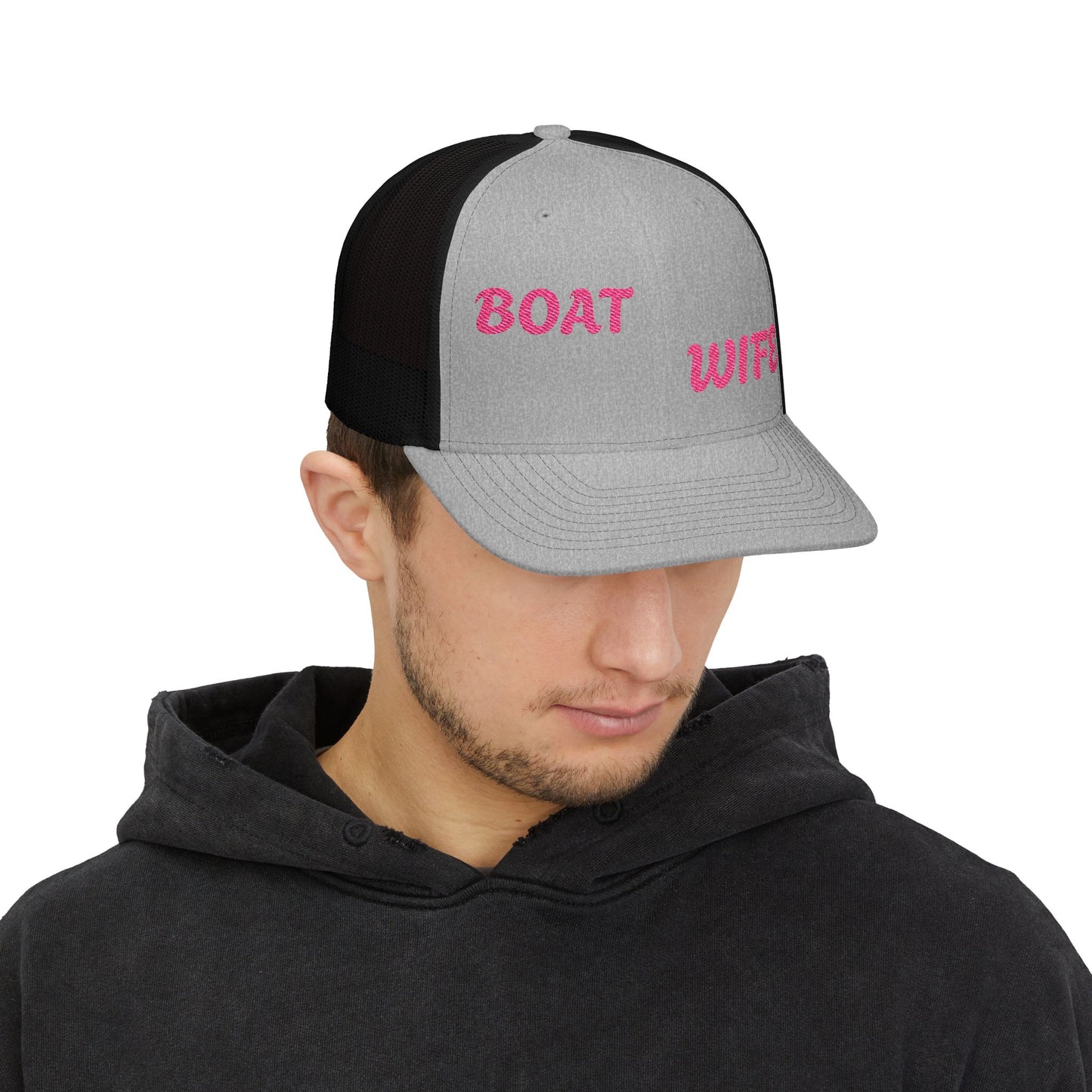 Boat Wife Embroidered Snapback Trucker Hat Crown Cap