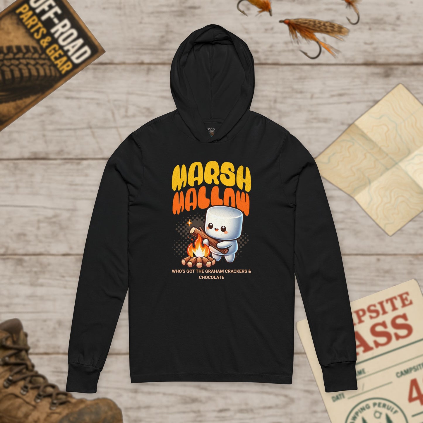 Marshmallow Adventure Hooded Tee, Cozy Campfire Shirt Bella+Canvas 3512