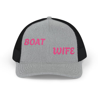 Boat Wife Embroidered Snapback Trucker Hat Crown Cap