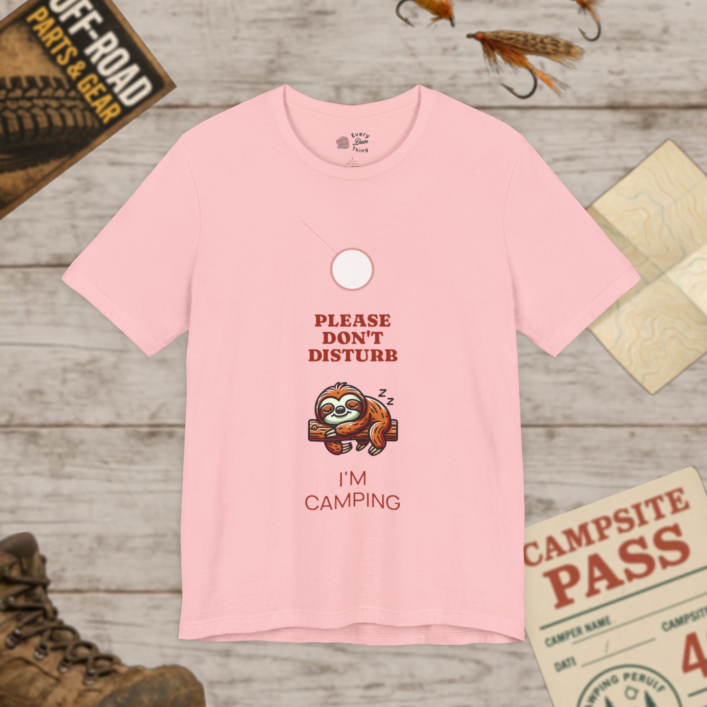 Sloth T-Shirt Please Don't Disturb I'm Camping Bella Canvas 3001