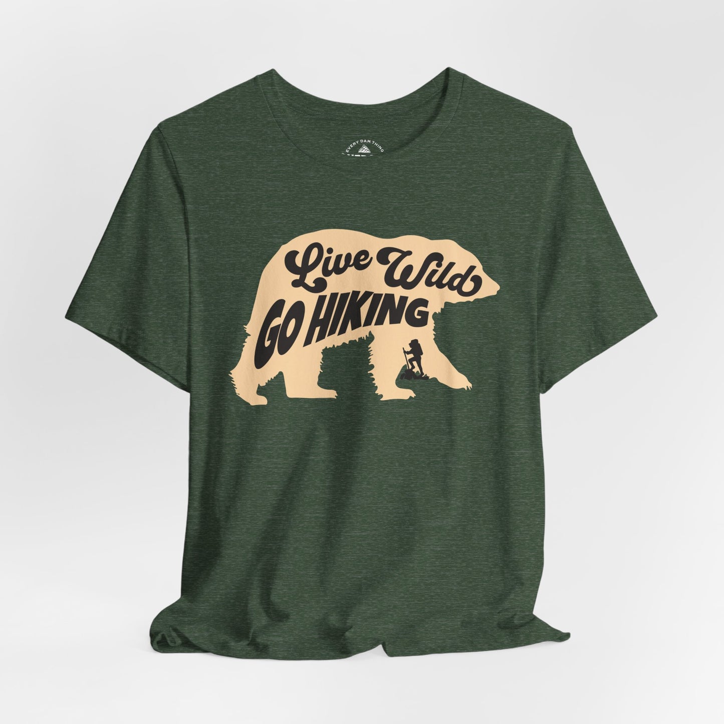 Live Wild Go Hiking Bear Graphic T-Shirt