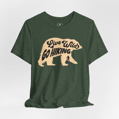 Live Wild Go Hiking Bear Graphic T-Shirt