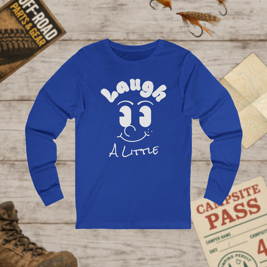 Laugh A Little Long Sleeve Tee Vintage Smiley Graphic Tee Bella Canvas 3501