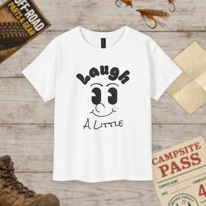 Kids Tee Laugh a Little Cute Smiley Graphic Gildan 2000B