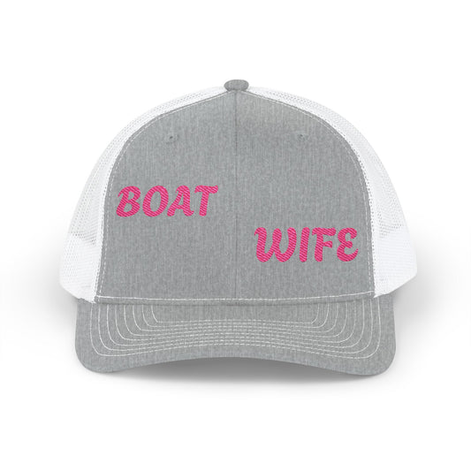Boat Wife Embroidered Snapback Trucker Hat Crown Cap