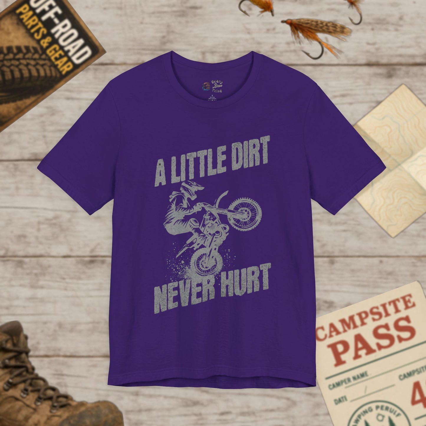 A Little Dirt Never Hurt Dirt Bike Enthusiast Tee Unisex Jersey Short Sleeve Shirt Light Print Bella Canvas 3001