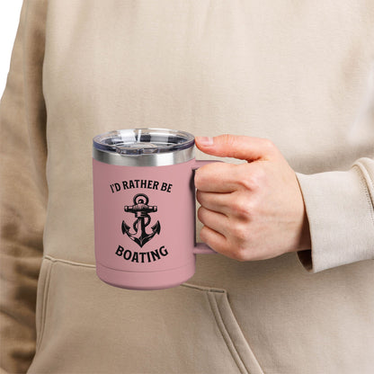 I'd Rather Be Boating 15oz Travel Mug Multiple Colors