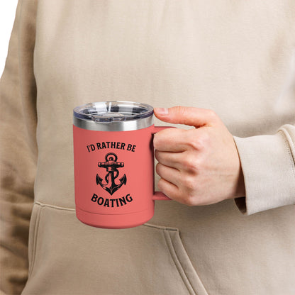 I'd Rather Be Boating 15oz Travel Mug Multiple Colors