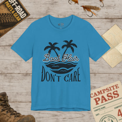 Boat Hair Don't Care Tee Bella Canvas 3001 Black Print