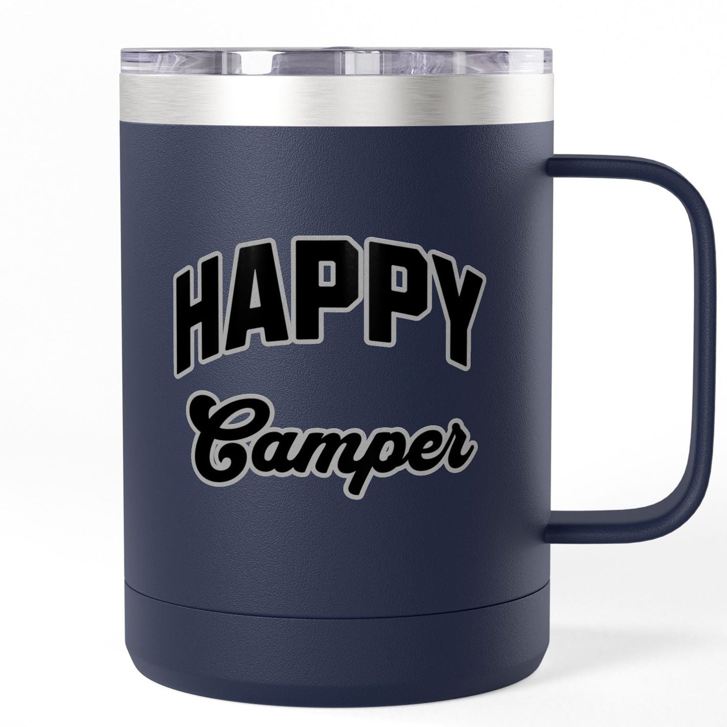 Happy Camper Coffee Mug Tumbler 15oz Travel Mug for Adventure Lovers
