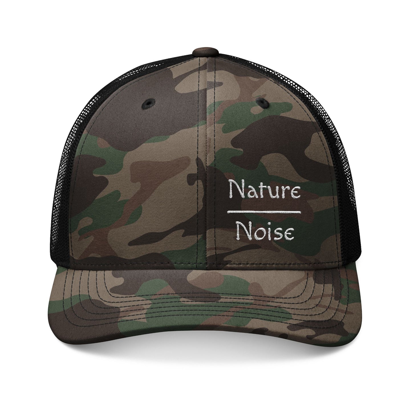 Camo Trucker Hat Nature Over Noise Embroidered Outdoor Cap