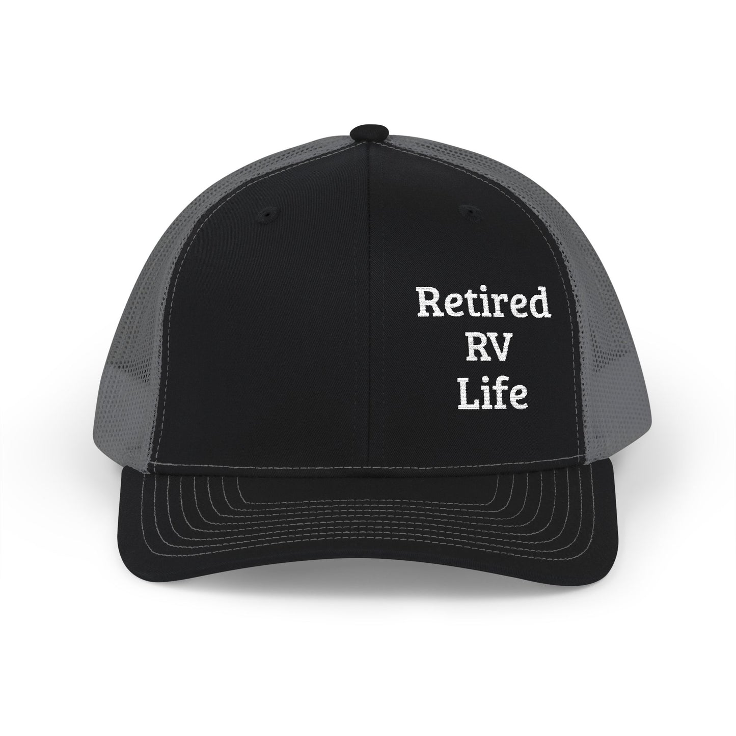 Retired RV Life Embroidered Trucker Cap Snapback Mesh Hat for RVers & Travel Lovers