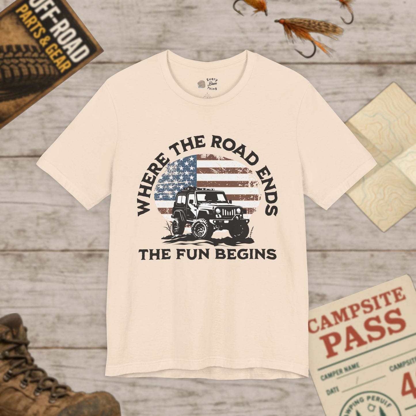 T-Shirt Where the Road Ends, the Fun Begins Bella Canvas Adventure Off-Road
