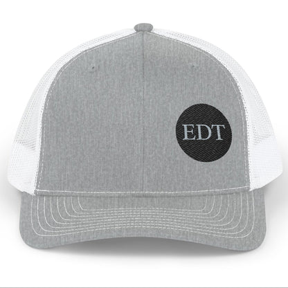 Embroidered Stylish EDT Snapback Trucker Cap Black & White Hat