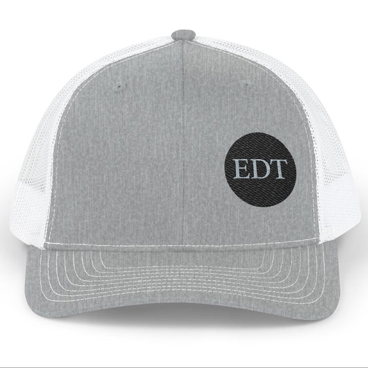 Embroidered Stylish EDT Snapback Trucker Cap Black & White Hat