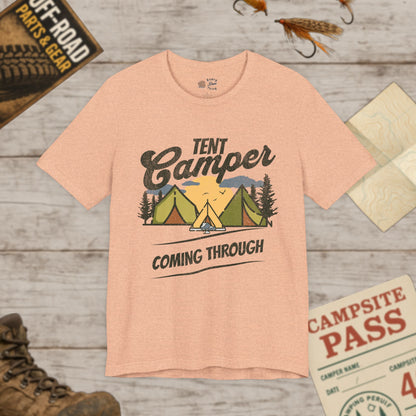 Unisex Tent Camper Coming Through Tee Adventure Bella Canvas 3001