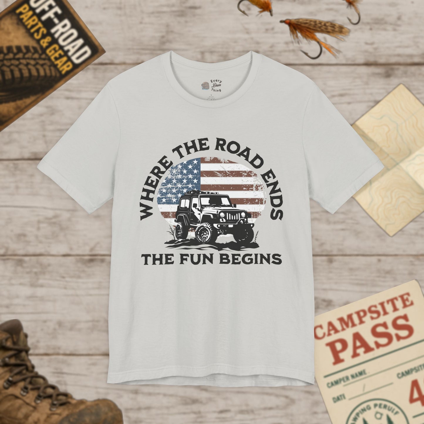 T-Shirt Where the Road Ends, the Fun Begins Bella Canvas Adventure Off-Road