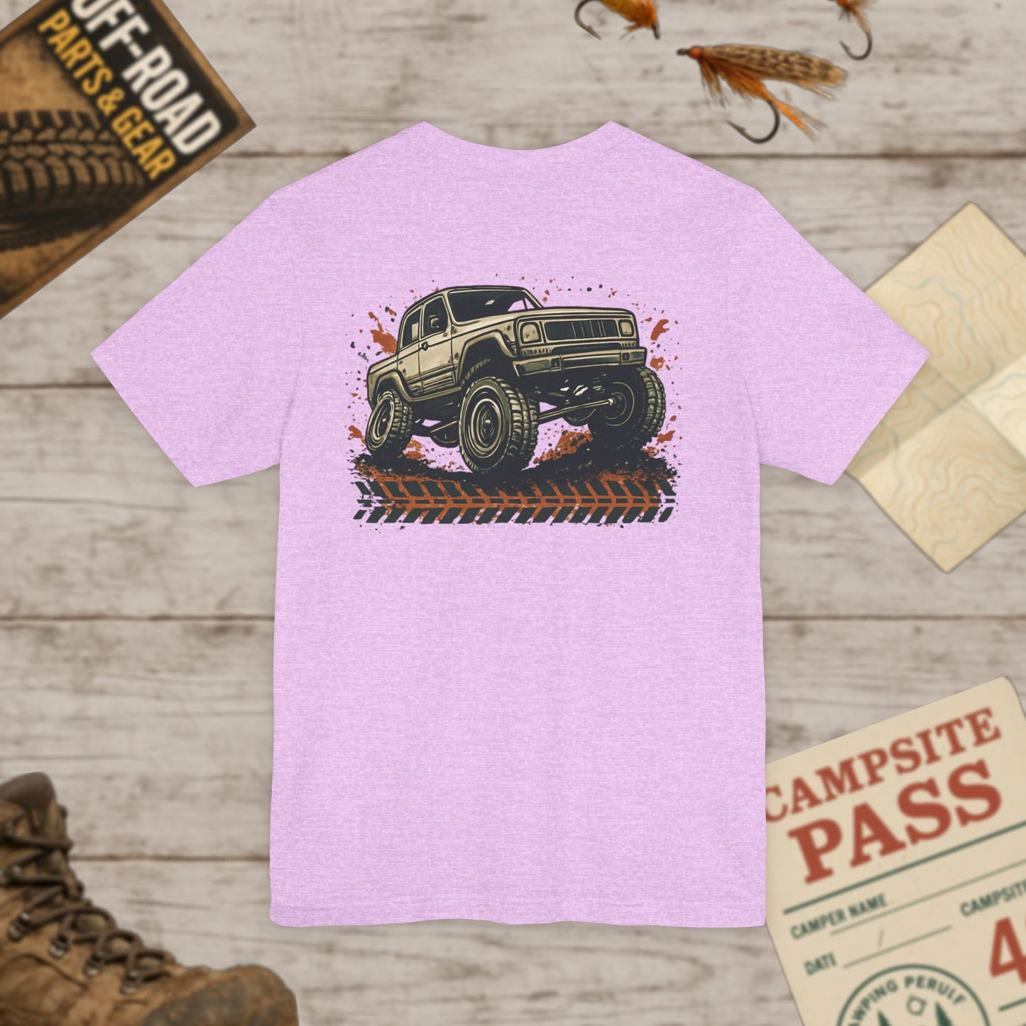 Off-Road Truck Tee Mud & Trail Graphic Short Sleeve Shirt Front & Back Print