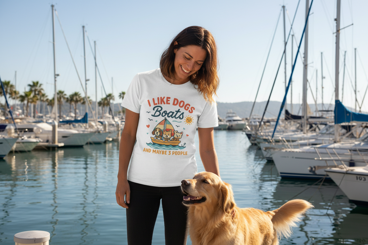 I Like Dogs, Boats Fun Cute T-Shirt